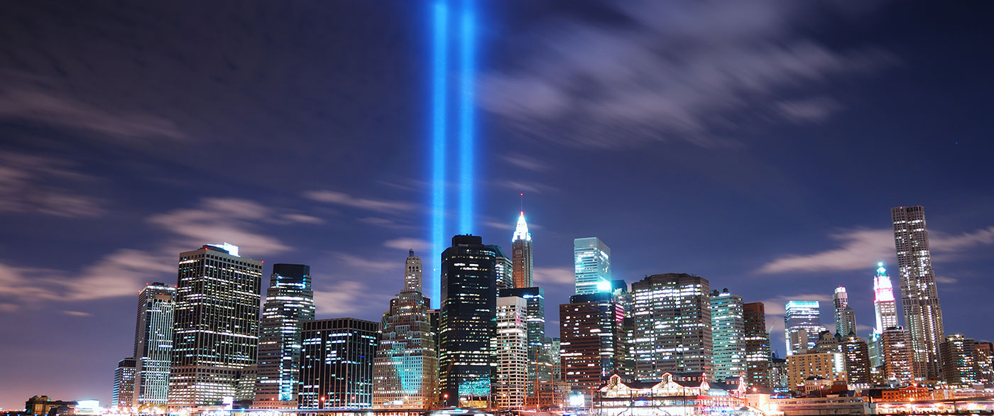 9/11 light beams on anniversary 