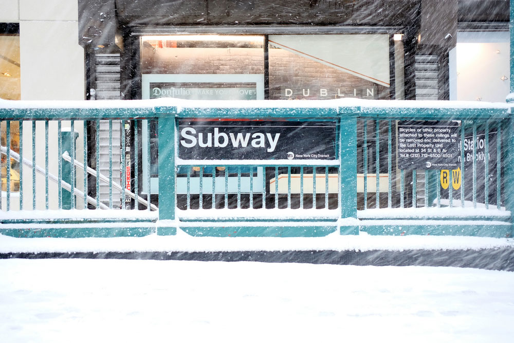 Subway Stop with Snow