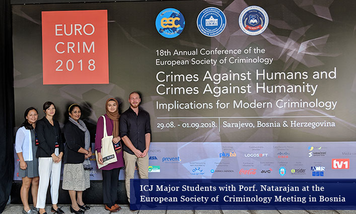 ICJ Major Students with Porf. Natarajan at the  European Society of  Criminology Meeting in Bosnia
