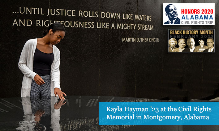 Kayla Hayman ’23 at the Civil Rights Memorial in Montgomery Alabama