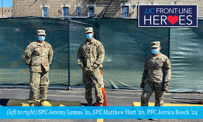 (left to right) SPC Jeremy Lemus ’21, SPC Matthew Hart ’20, PFC Jerrica Bosch ’24