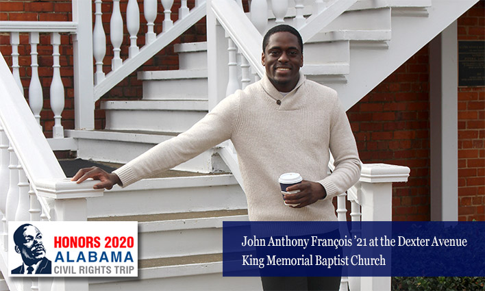 John Anthony François ’21 at the Dexter Avenue King Memorial Baptist Church