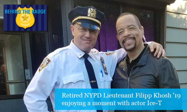  Retired NYPD Lieutenant Filipp Khosh ’19 enjoying a moment with actor Ice-T
