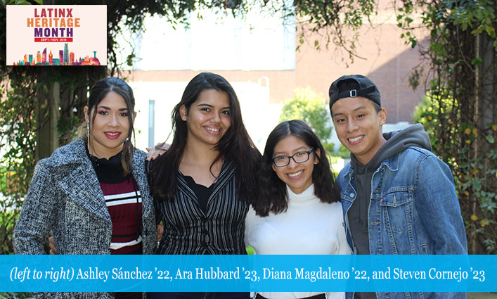 (left to right) Ashley Sánchez ’22, Ara Hubbard ’23, Diana Magdaleno ’22, and Steven Cornejo ’23