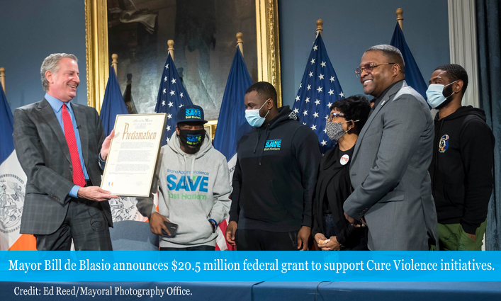 Mayor Bill de Blasio announces $20.5 million federal grant to support Cure Violence initiatives