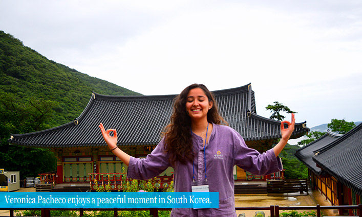 Veronica Pacheco enjoys a peaceful moment in South Korea