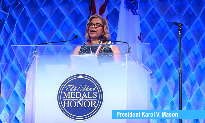 Image of President Karol V. Mason Receives the Ellis Island Medal of Honor