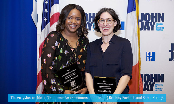The 2019 Justice Media Trailblazer Award winners (left to right) Brittany Packnett and Sarah Koenig