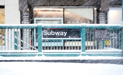 Subway Stop with Snow