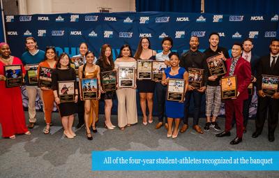 All of the four-year student-athletes recognized at the banquet 
