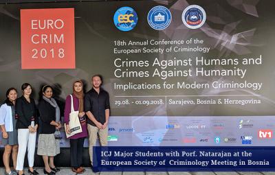 ICJ Major Students with Porf. Natarajan at the  European Society of  Criminology Meeting in Bosnia
