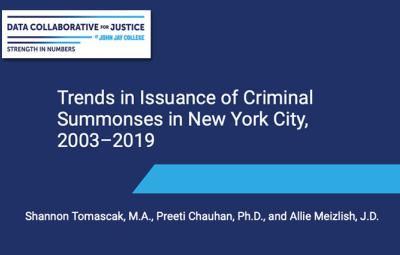 New Report on Criminal Summonses in New York City