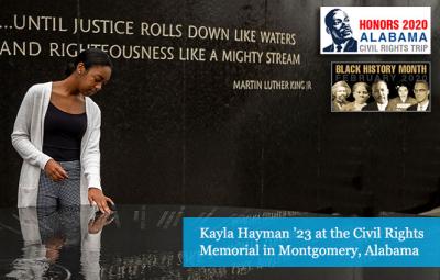 Kayla Hayman ’23 at the Civil Rights Memorial in Montgomery Alabama