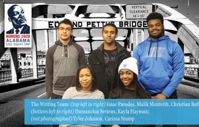 The Writing Team: (top left to right) Isaac Paredes, Malik Monteith, Christian Bethea; (bottom left to right) Humanchia Serieux, Kayla Hayman; (not photographed) Tyler Johnson, Carissa Stump