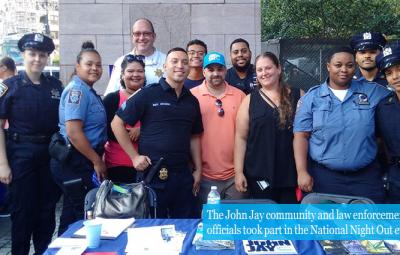 Picture of the John Jay community and law enforcement officials took part in the National Night Out event