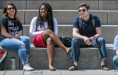 Students sitting on the Jay Walk Steps