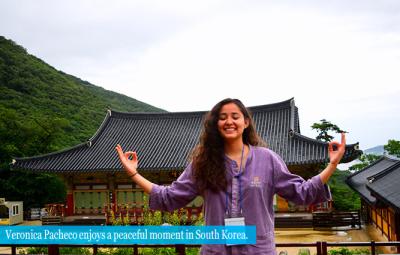 Veronica Pacheco enjoys a peaceful moment in South Korea