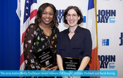 The 2019 Justice Media Trailblazer Award winners (left to right) Brittany Packnett and Sarah Koenig