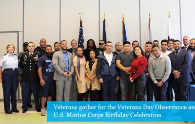 Veterans gather for the Veterans Day Observance and U.S. Marine Corps Birthday event