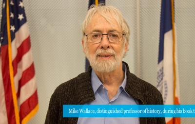 Mike Wallace, distinguished professor of history, during his book talk 